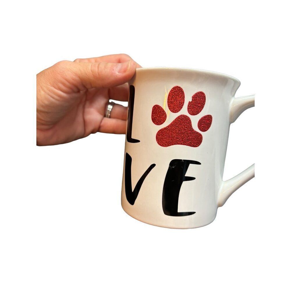 Love My Furry Friends Ceramic Mug With Paw Print & Red Stars - Picture 5 of 8